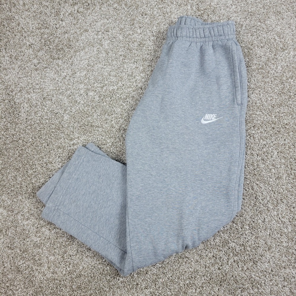 Nike Mens Small Solid Gray Stretch Fleece Elastic Waist Drawstring Sweatpants